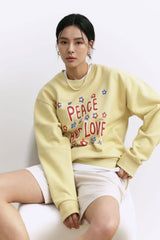 Peace and love Sweat shirts lemon (6594387640438)