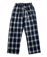 wide tartan check banding pants navy (6647963746422)