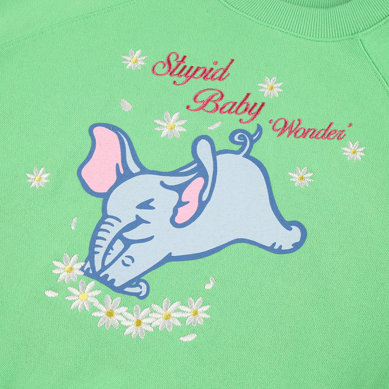 Stupid baby Crop Sweat-shirt [Green] (6535250804854)