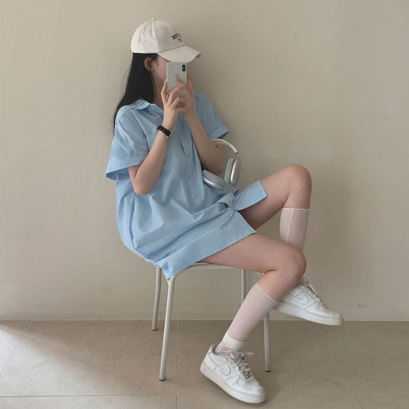 [Bellide made/Short, Long] Candy Short-Sleeved Shirt Dress