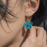 Blue pond flower earring (6698796154998)