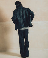 Hand washed pigment leather jacket_blue