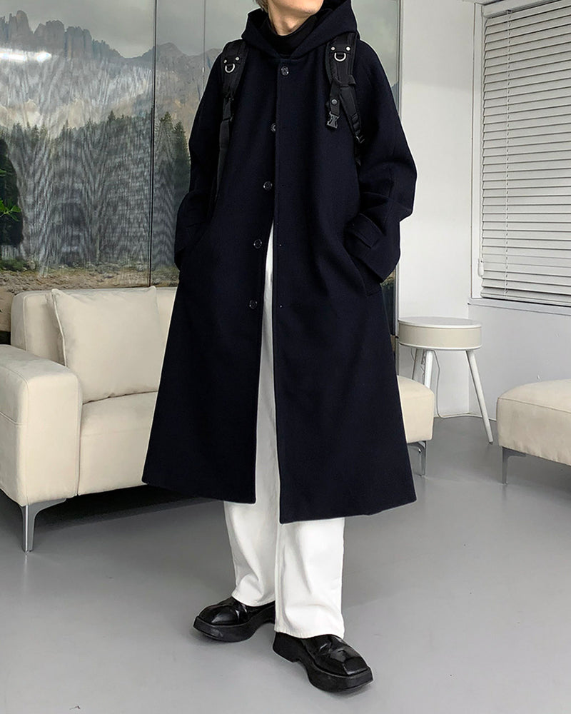AZロングウールフードコート/AZ Long Wool Hooded Coat (3 colors ...