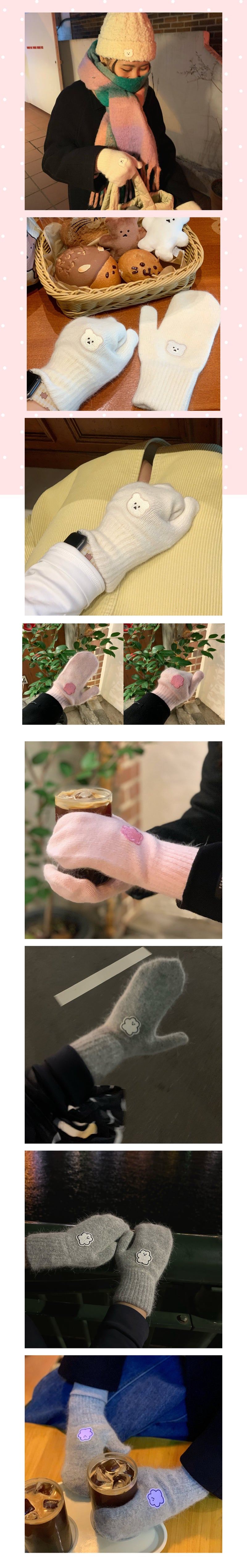 chanibear soft angora mittens (3color-pink)