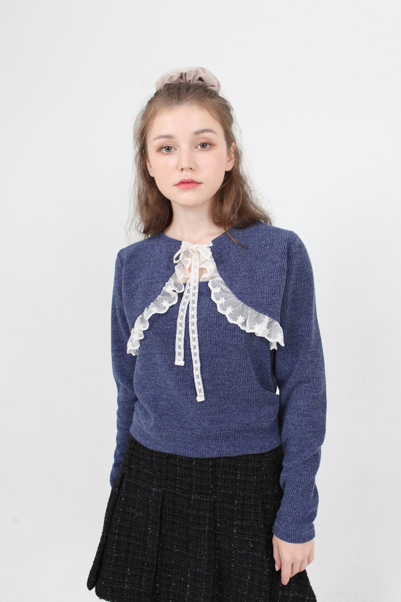 パーミナインフリルレースニット / peminine frill lace knit