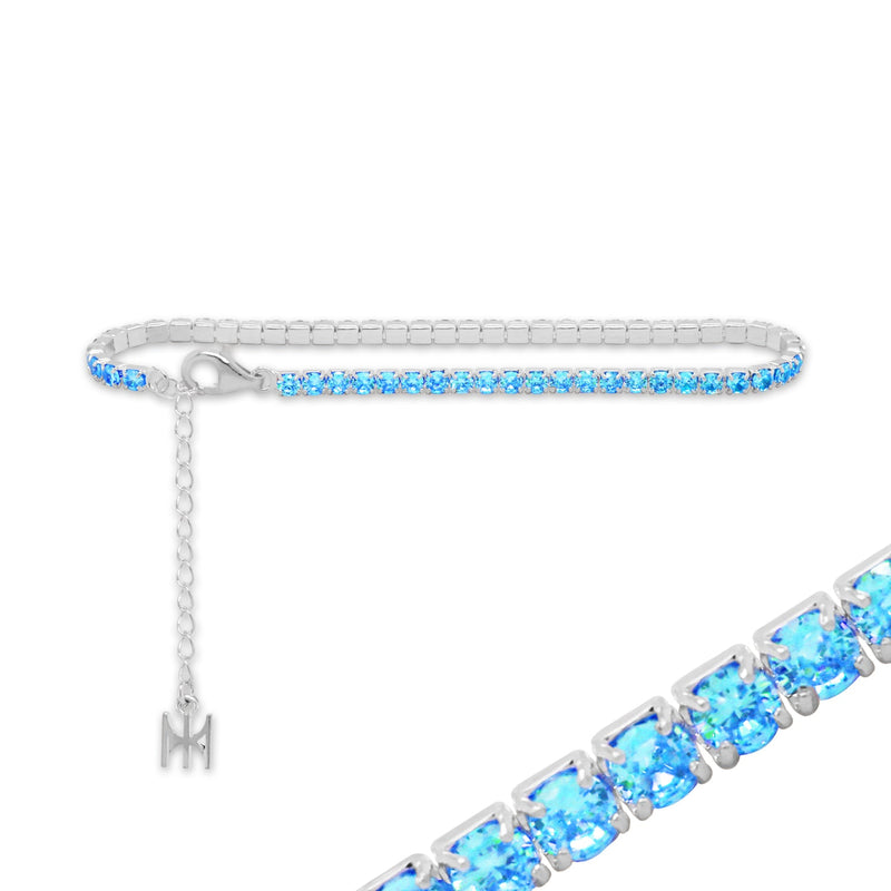 ミニテニスブレスレット / [S925] Skyblue Mini Tennis Bracelet (white silver)