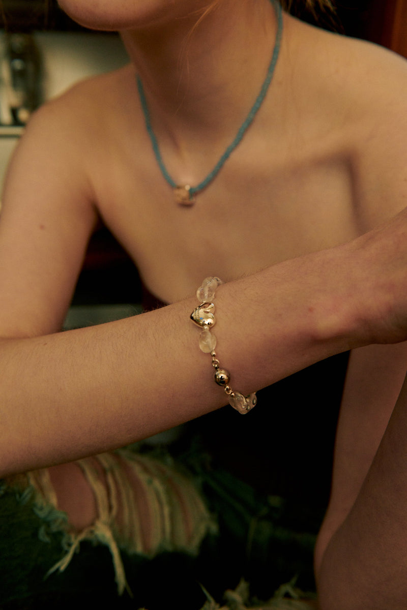 ラブぺブルクォーツブレスレット/love pebble quartz bracelet