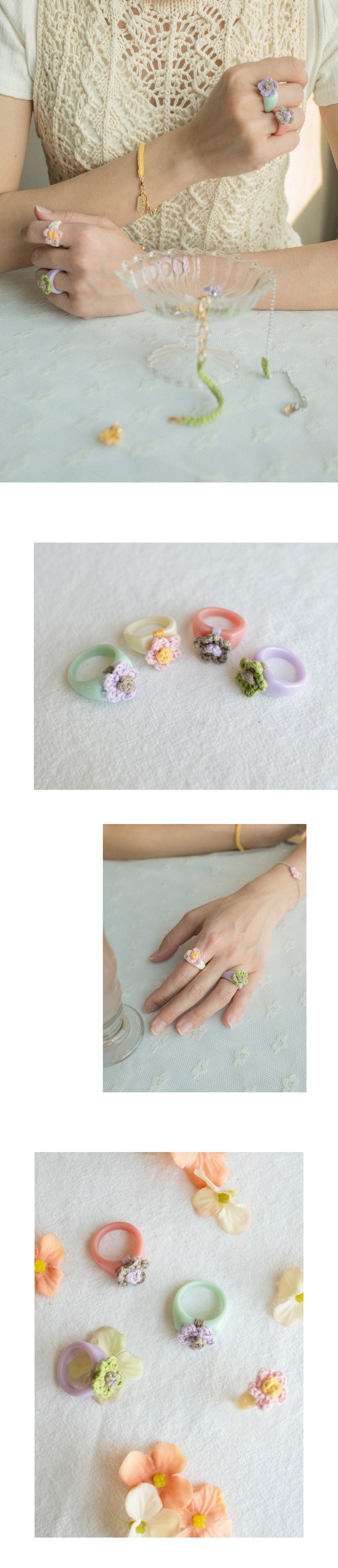 Pastel flower acrylic ring (6595725033590)