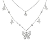 ミニハートウェーブバタフライネックレス/Mini Heart Wave Butterfly Necklace