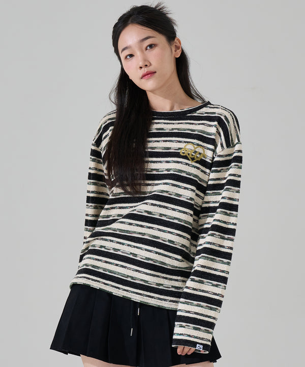 Knit Stripe Logo Long Sleeve T-shirt Ivory