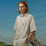 Dolphin embroidery stripe short sleeve shirts (6549347205238)