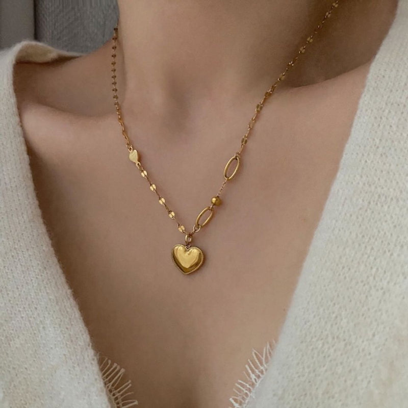 lal チャビーハートボールユニークツーウェイネックレス/lal Chubby Heart Ball Unique Two-Way Necklace