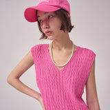 22SSリッチケーブルニットベスト/[TC22SSKN01PK] 22SS RICH CABLE KNIT VEST [PINK]