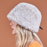 ファーロングラベルソリッドドロップバケットハット/Fur Long Label Solid Drop Bucket Hat Cream