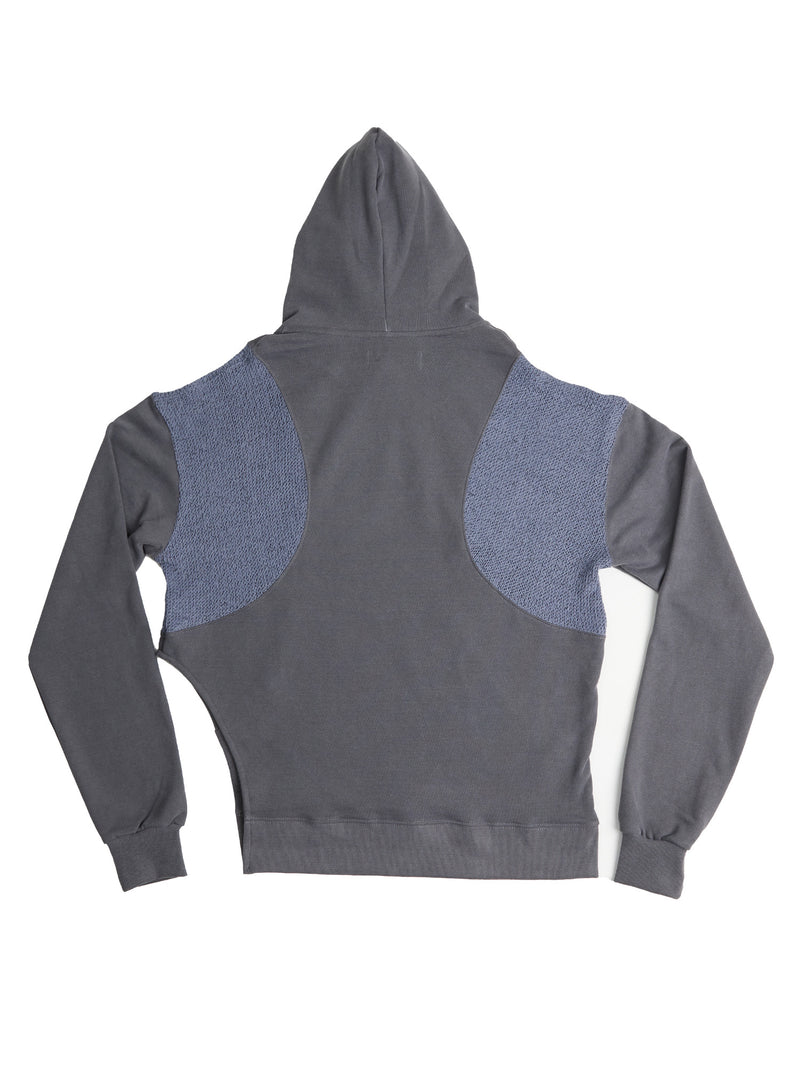Knit Block Cut out hood t-shirts (GREY)