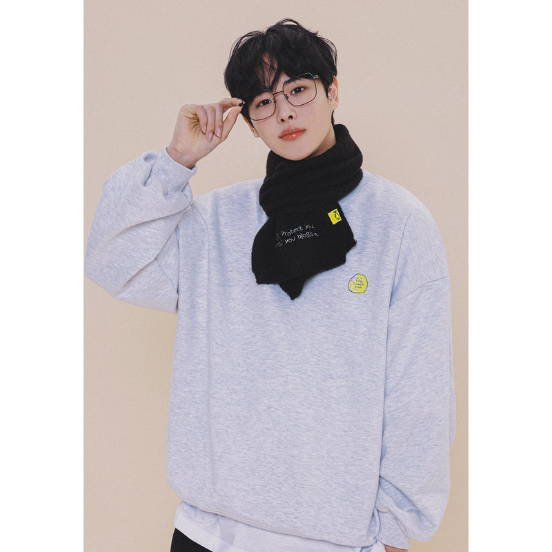 HOLYNUMBER7 X CHOI BYUNGCHAN LETTERING EMBROIDERY MUFFLER_BLACK