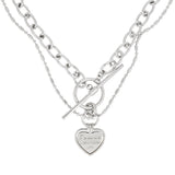 ダブルハートトグルバーチェーンネックレス / Double Heart Toggle Bar Chain Necklace