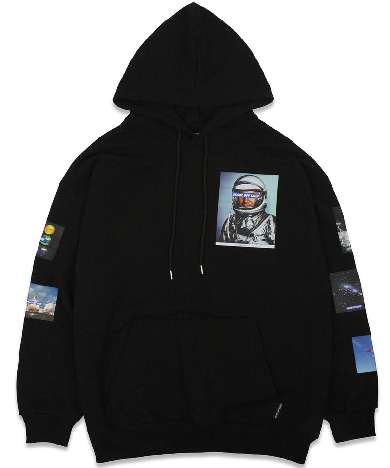 スペースグラフィック_フードスウェットシャツ/ Space_Graphic Hooded Sweatshirt BLACK (6613180743798)
