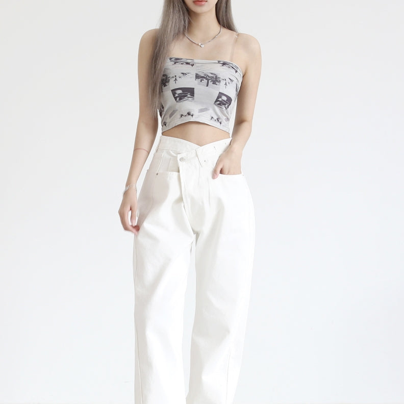 record print cropped top (6570725474422)