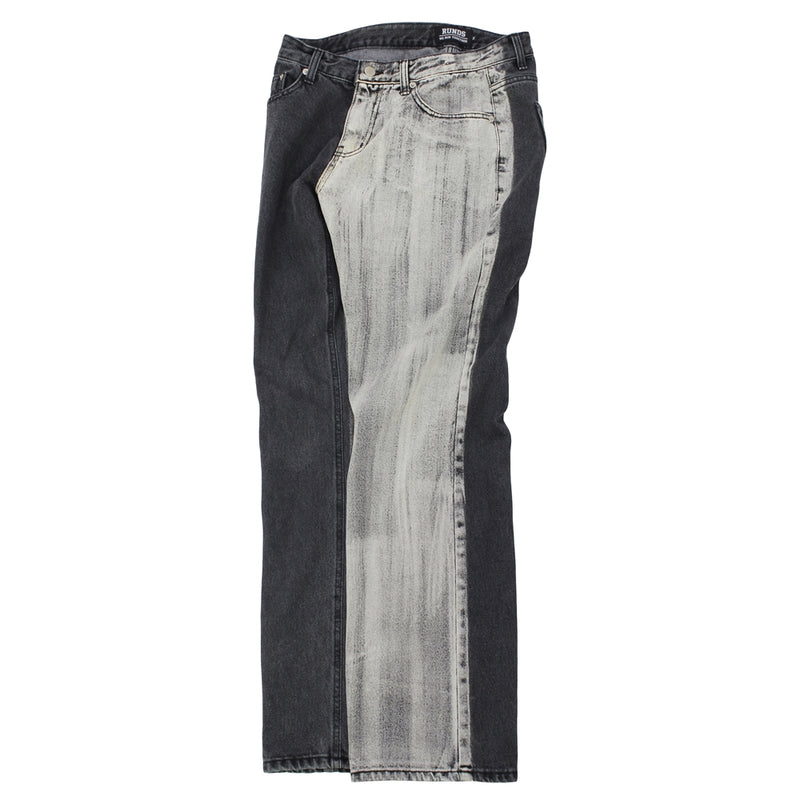 half&half brush wide denim pants (washed black) (6694371491958)