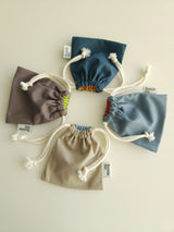 Two tone string pouch - skyblue gray S