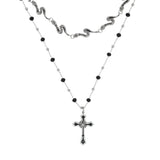 スネーククロスビーズネックレス/Oil painting Snake Cross Beads Necklace