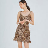 レオパードシフォンリボンミニドレス / Leopard Chiffon Ribbon Mini Dress