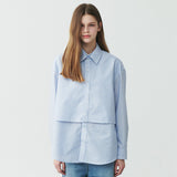 ダブルレイヤードシャツ / STRIPE DOUBLE LAYERED SHIRT (BLUE)