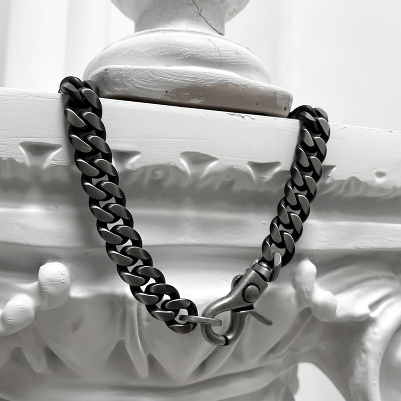 ブラック ライン カーブ チェーンネックレス / [BLESSEDBULLET]black line CURVE chain necklace_blacksilver_13mm/10mm