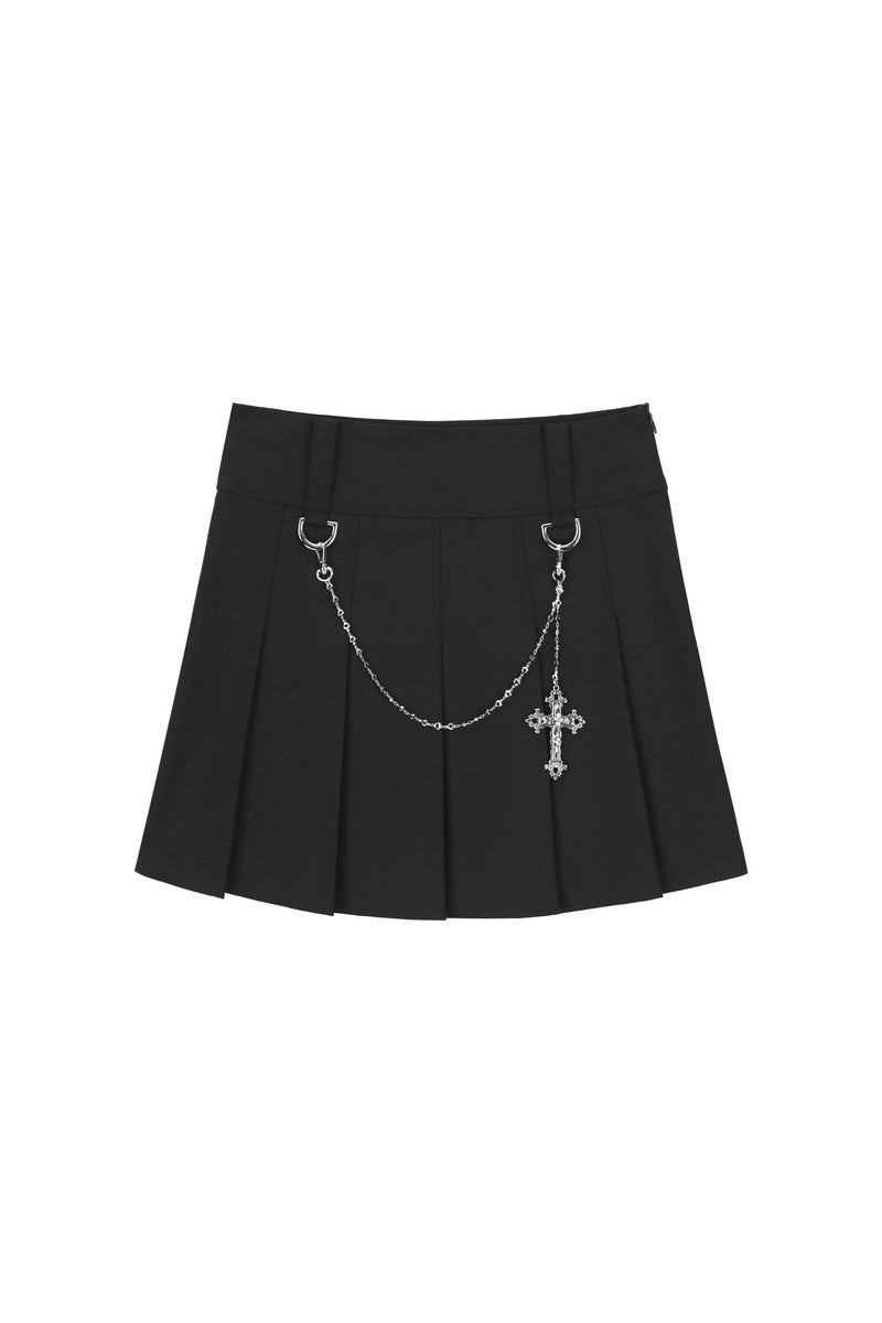 0 6 cross chain pleated skirt (6601591947382)