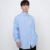 フラワードット刺繍ストライプシャツ / Flower dot embroidered stripe shirt