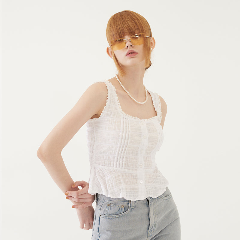 SLEEVELESS BUTTONED TOP (WHITE) (6579696631926)