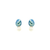 セラミックデイリーパールドロップピアス/Ceramic daily pearl drop earring(Blue Green)