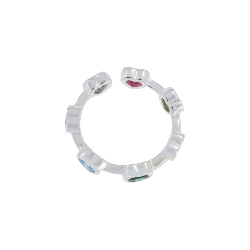 Colorful Heart Cubic Silver Ring