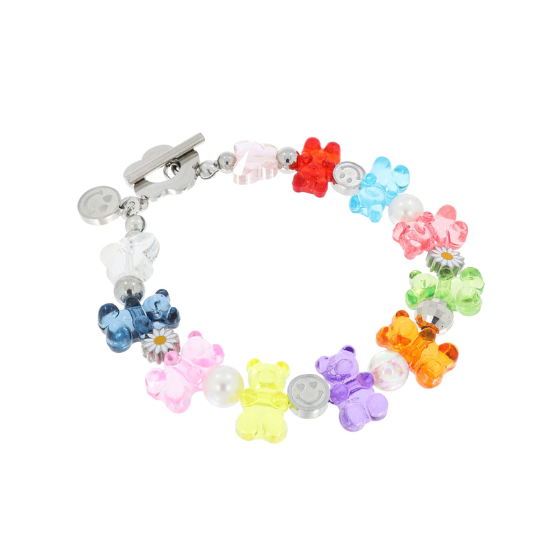 カラフルミニテディベア トグルバーブレスレット/Colorful Mini Teddy Bear Toggle Bar Bracelet