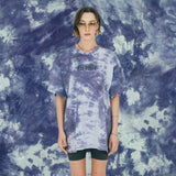タイダイクロップロゴプリンティングTシャツ / Tiedye Logo Printing T-shirt (purple grey)