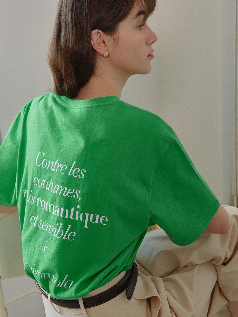 メゾンデローラールーズフィットTシャツ/MAISON DE ROLA LOOSE FIT T-SHIRTS GREEN