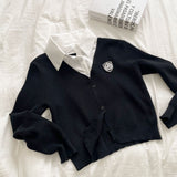 レイヤリング刺繍パッチシャツ&カーディガン / [3color] Layering embroidery patch shirt & cardigan