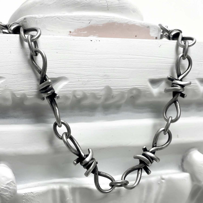 [BLESSEDBULLET]10mm thron link  necklace_vintage silver/silver/gold (6562967486582)