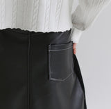 [NONCODE] Wisdom Leather Long Skirt (6622550851702)