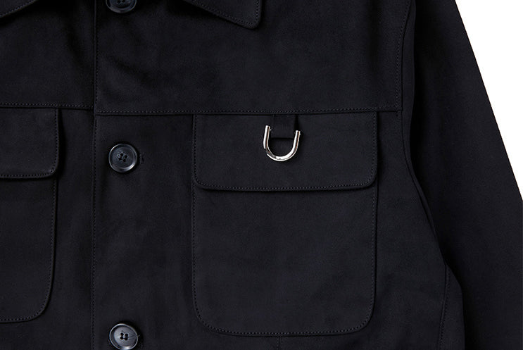 Suede wide pocket jacket - Black (4618121937014)