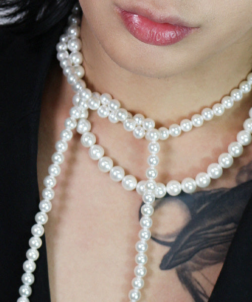 マリリンパールタイレイヤーリングネックレス / blacklabel Marilyn Pearl Tie Layering Necklace