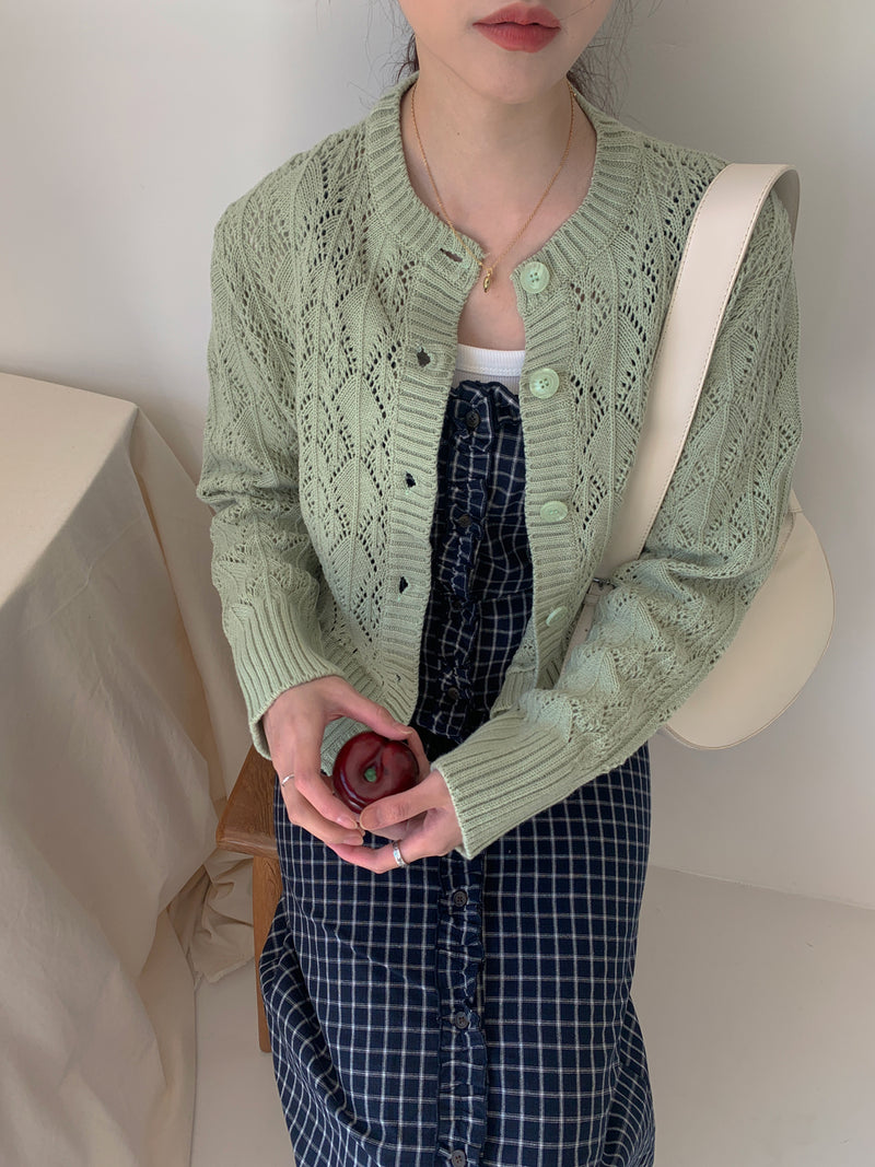 SPRING PUNCHING LOOSE CARDIGAN(BEIGE, MINT, SKYBLUE, BLACK 4COLORS!) (6559345377398)