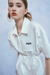 HIDE Cutting Half Sleeves Shirt (White) (6570994991222)