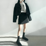 フレイドヘムクロップドジャケットアンドミニスカートセット / Frayed Hem Cropped Jacket and Mini Skirt Set