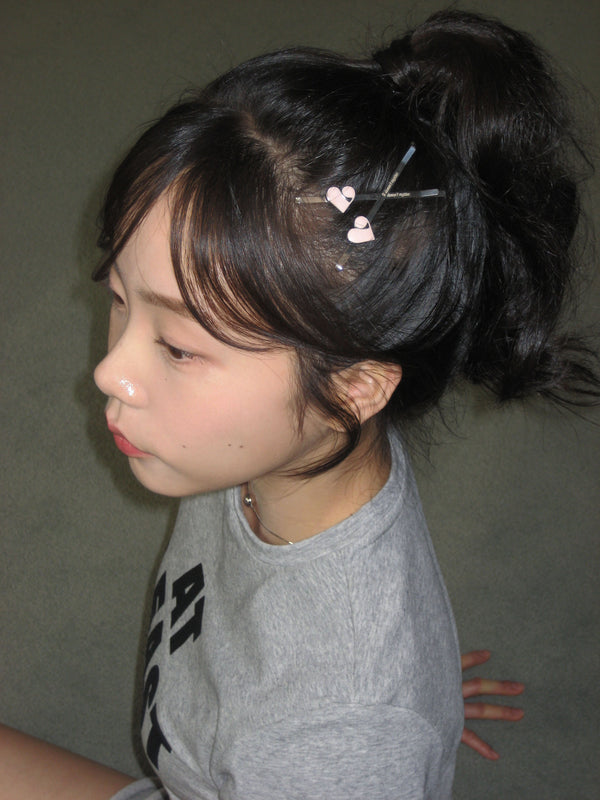[2 set] Enamel symbol hair pin (Pink) 