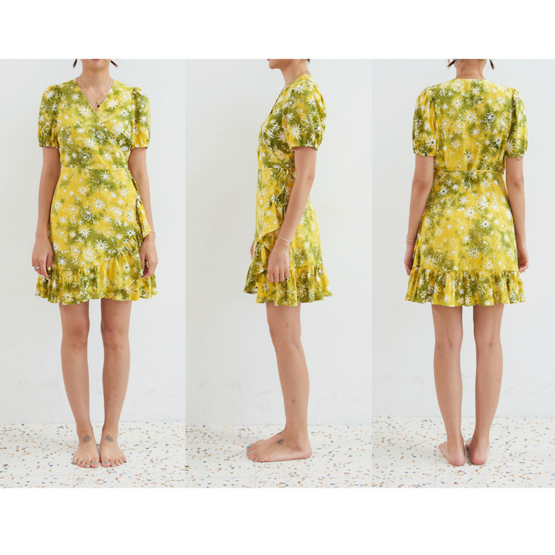 [Wrap Dress] Dahila - Lemon Tree (6626234761334)