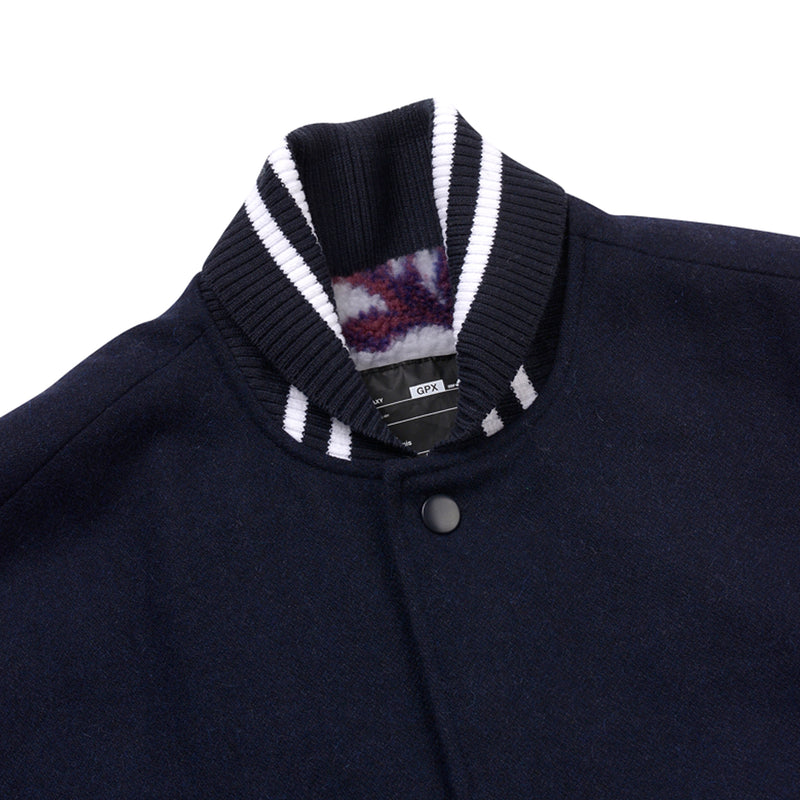 [UNISEX] Reversible Wool-Blend Varsity Coat (Navy) (6656674594934)
