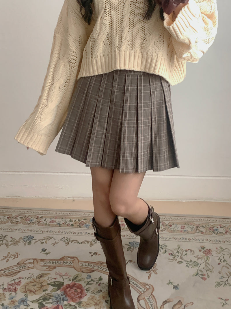 Rosé Muse check pleated skirt【white】Mサイズ - ミニスカート