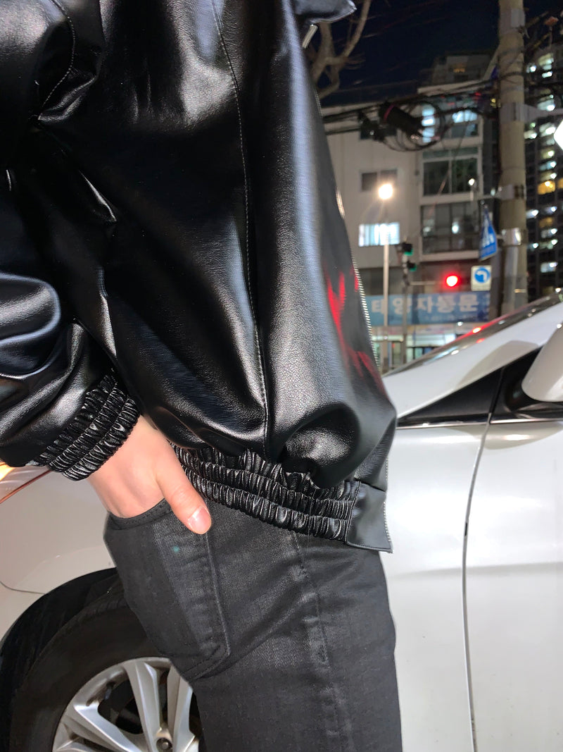 Arc crop leather jacket (4646180978806)